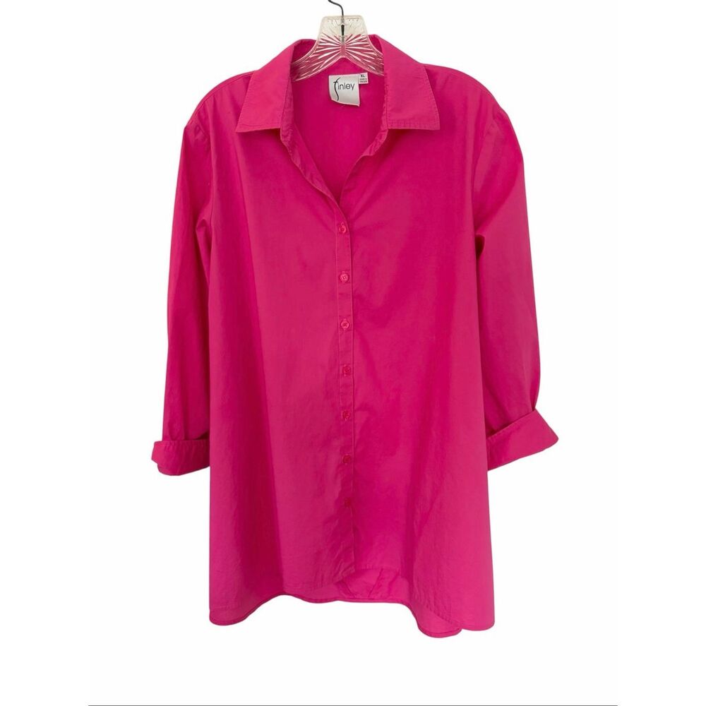 Finley Magenta Cotton Button up Women’s Long Sleeve Shirt Sz XL.